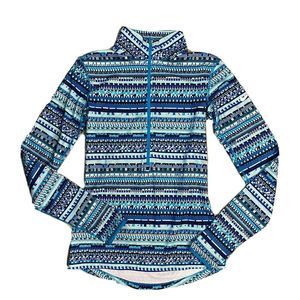 Nike Pro‎ Warm 8 Bit Half Zip Pullover Athletic Top Size S Thumbholes Blue